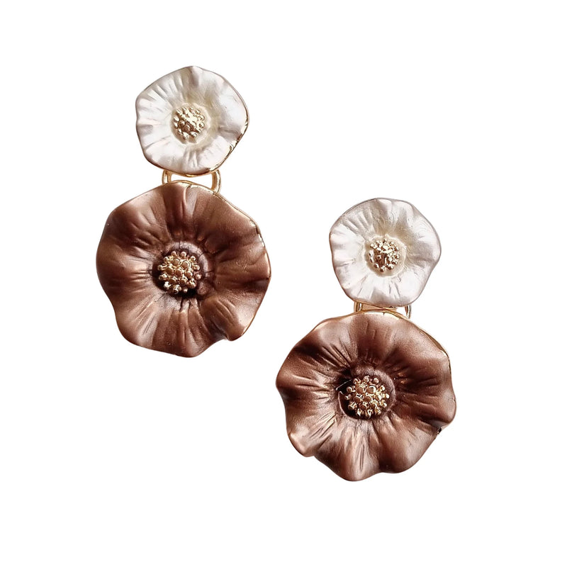 Zoda Dangles | Floral Earring - Brown