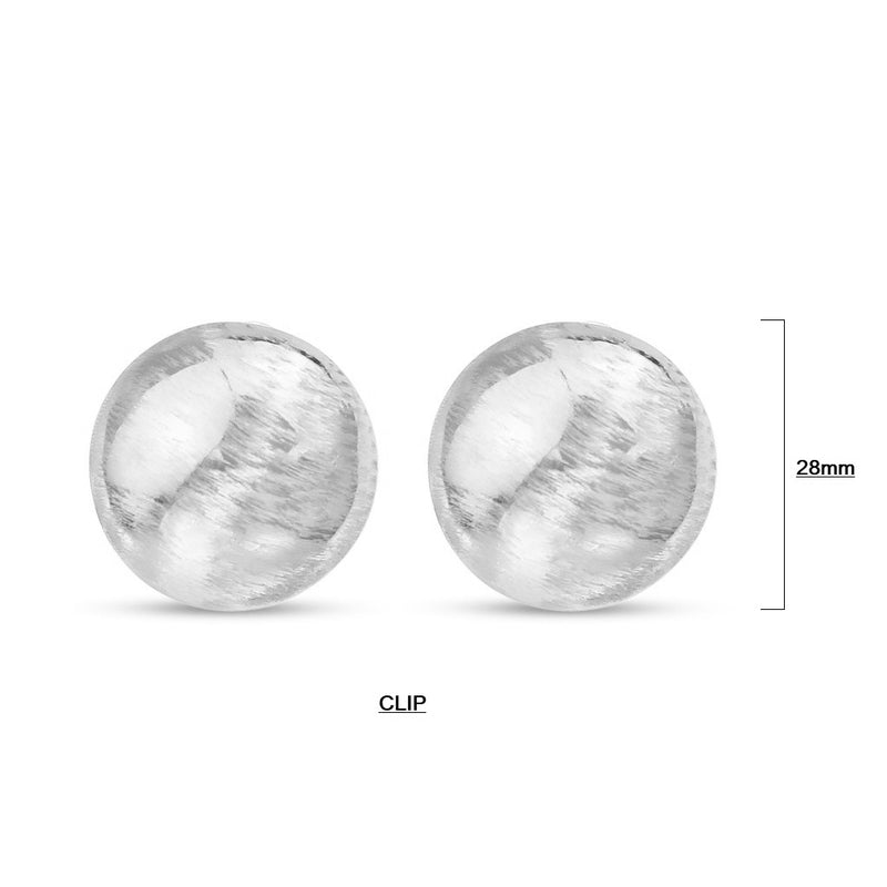 CLIP ON | TID Round Brushed Silver Earrings
