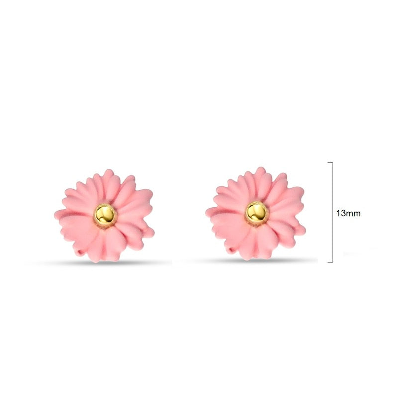 TID | Pink/Gold Flower Stud Earrings