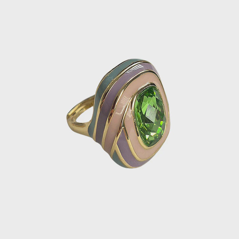 Zoda | Enamel Ring Green Stone