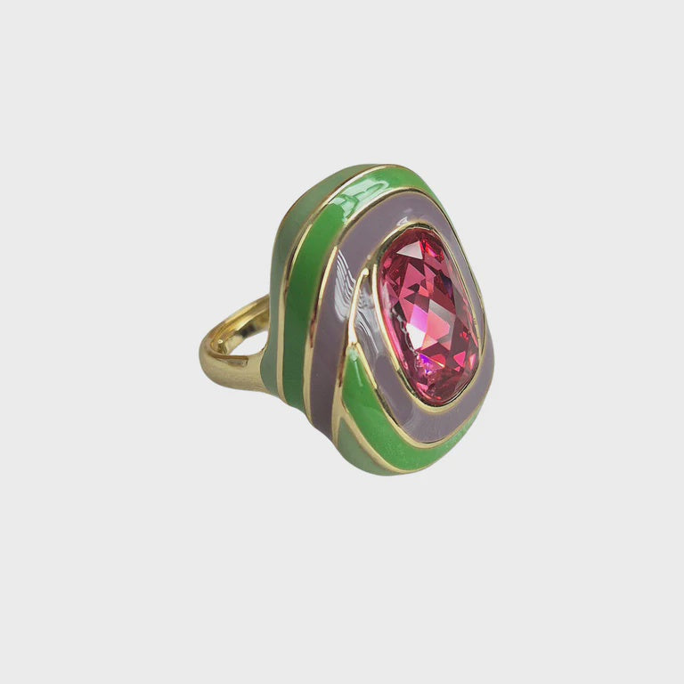 Zoda | Enamel Ring Pink Stone