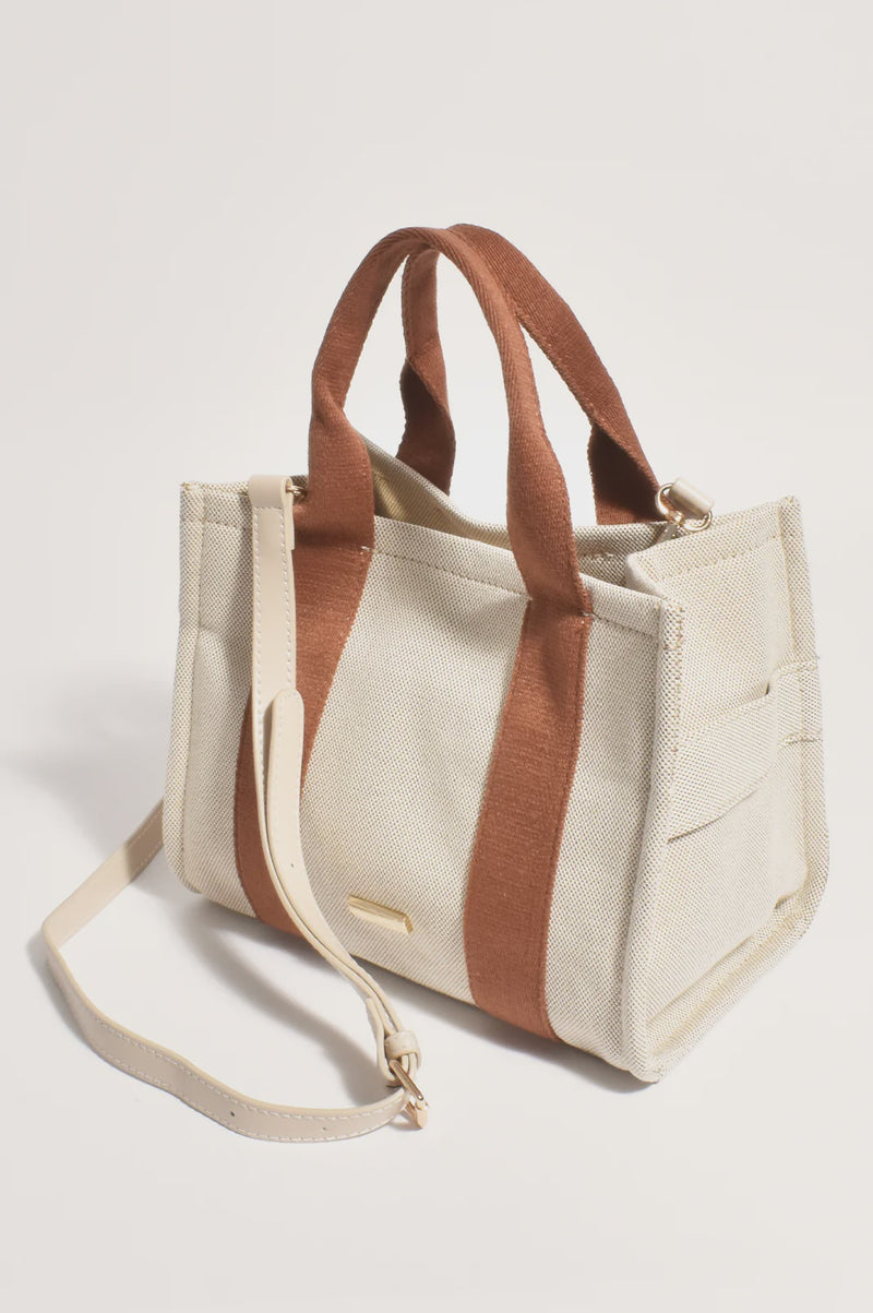 Adorne | Erin Canvas Mini Tote Bag (Tan/Natural)