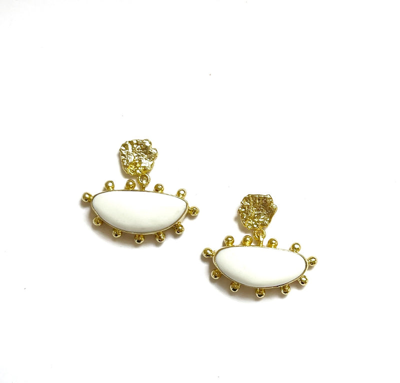 Zoda | Gold and White Drop Earrings