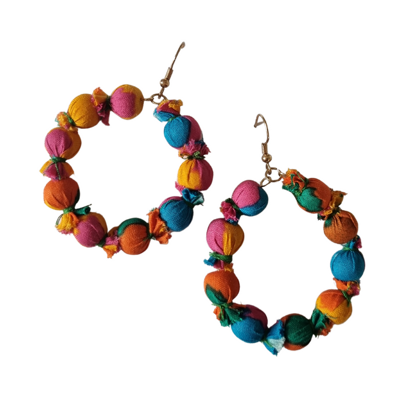 Zoda | Multi Fabric Circle Dangles