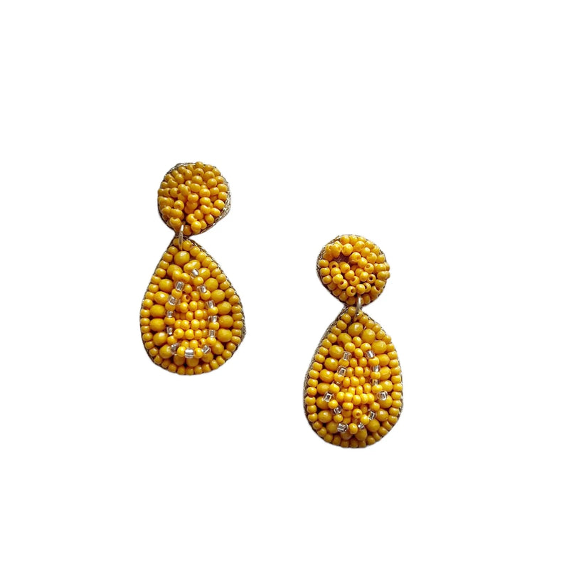 Zoda Earrings | Falon Beaded - Mustard