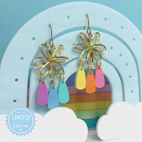 Hello Little Friday | Raindrop Squiggle Flowers Gold