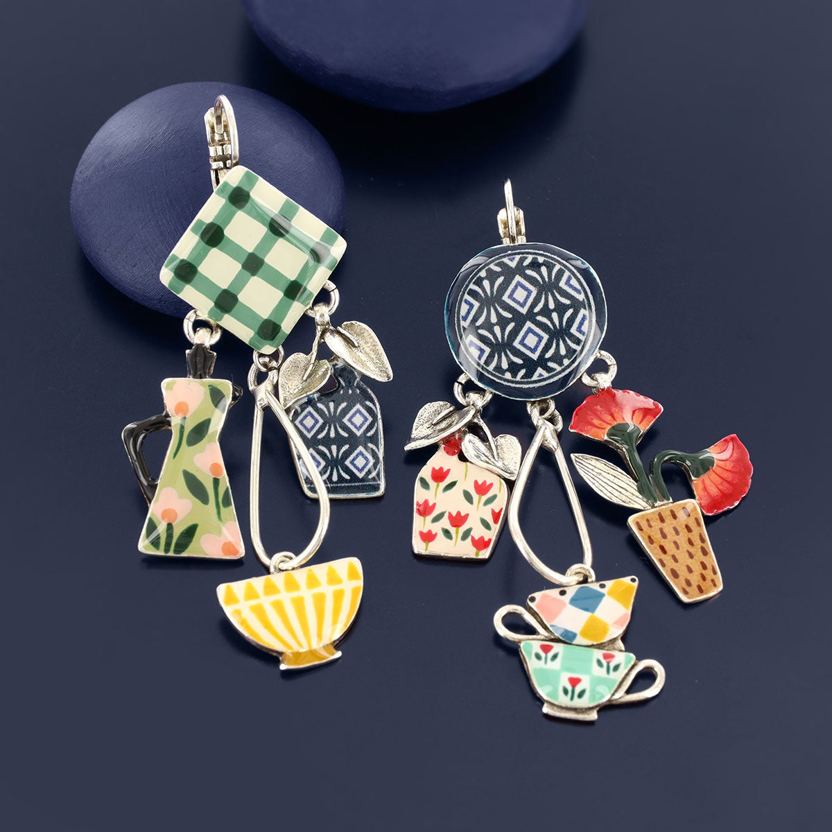 Lever back earrings fantaisie - Chicorée - 02717