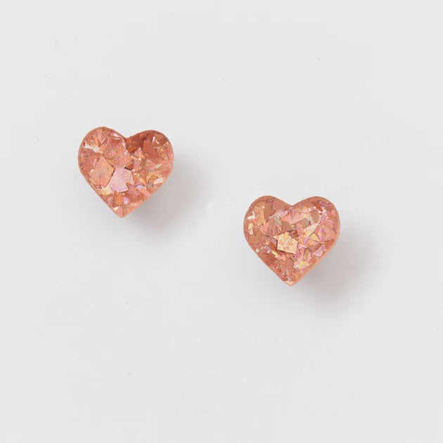 Martha Jean | Heart Stud Earrings - Pink