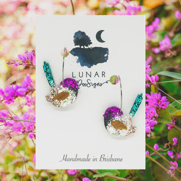 Lunar Dee | Pete the Purple Crowned Fairy Wren Hoops