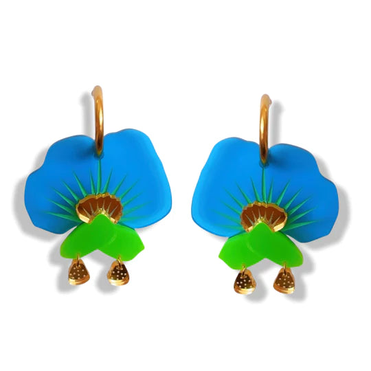 Bobbi Frances | Pea Flowers Earrings - Blue & Green