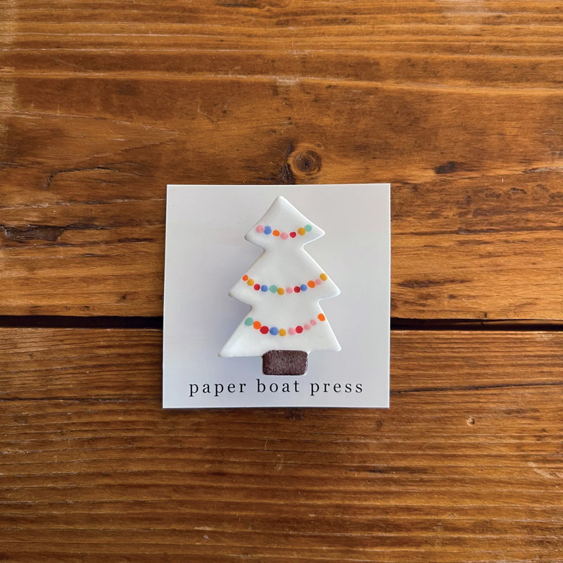 Paper Boat Press | Ceramic Christmas Tree Brooch