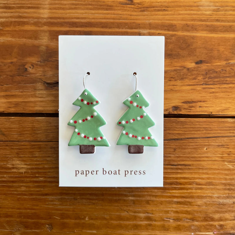 Paper Boat Press | Ceramic Christmas Tree Earrings