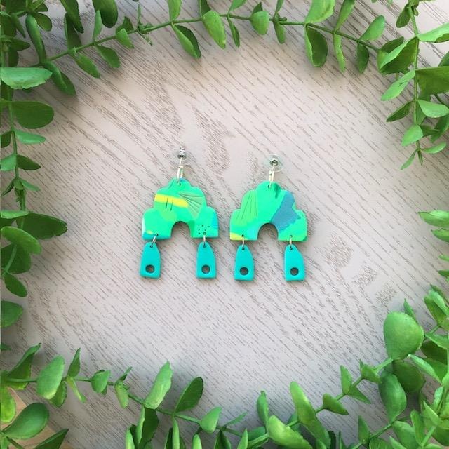 Paterson Lane | Green Dream Evie Arches on Small Silver Hoops #1