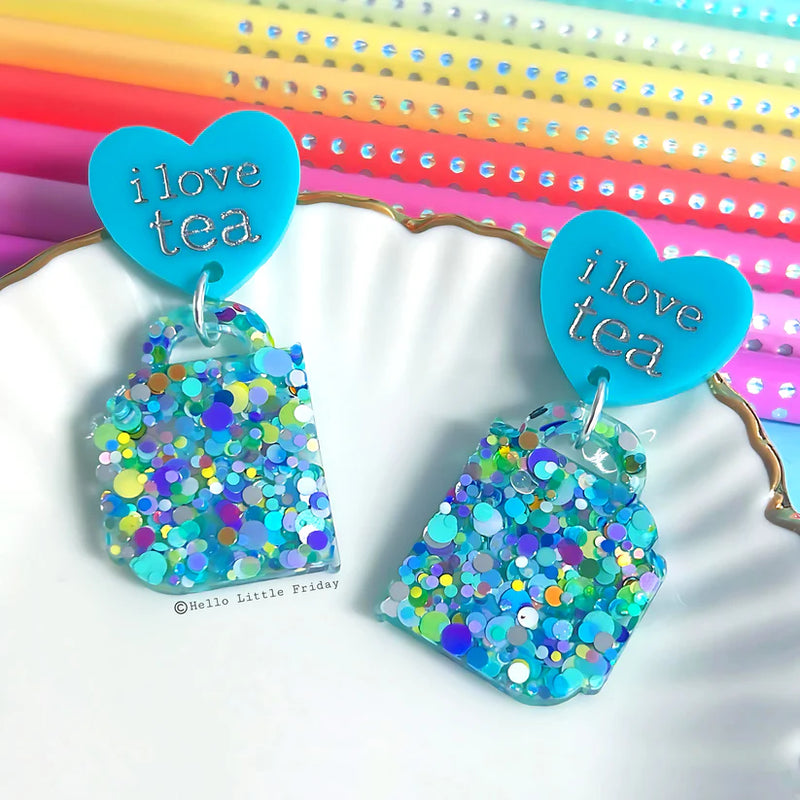 HLF | I LOVE TEA Earrings Blue