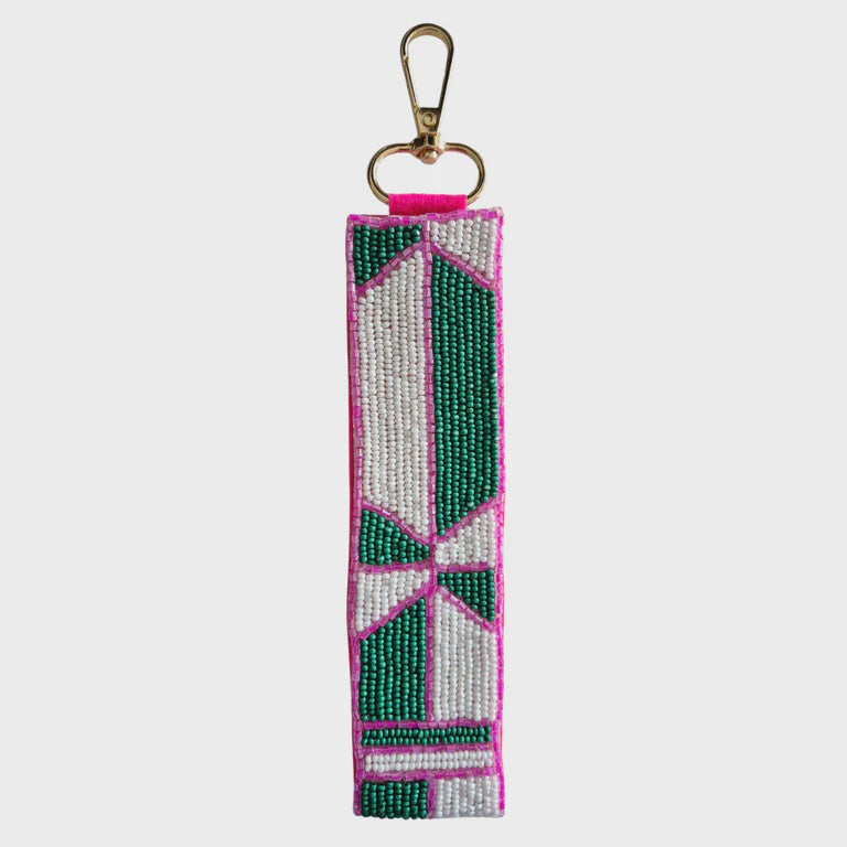 Zoda | Green / White Beaded Keychain