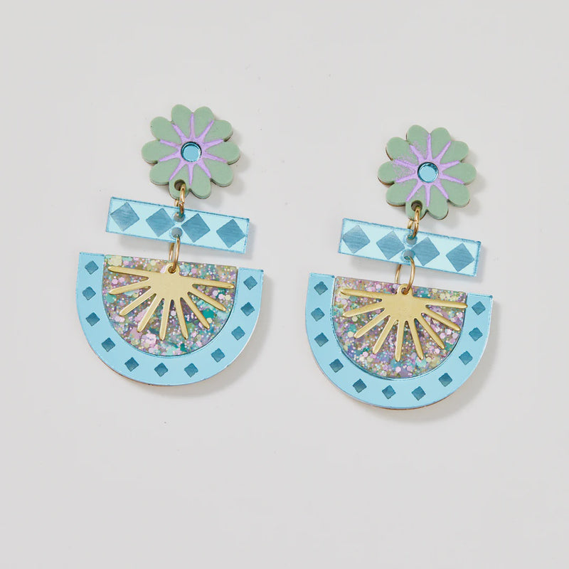 Martha Jean | Betty Earrings - Blue/Sage