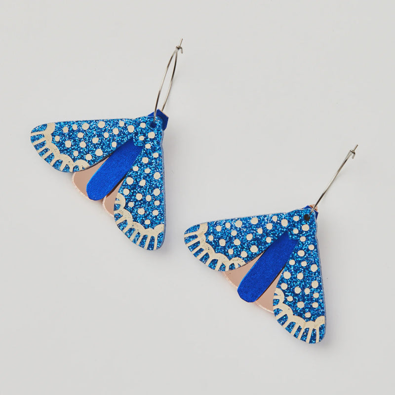 Martha Jean | Moth Earrings - Indigo