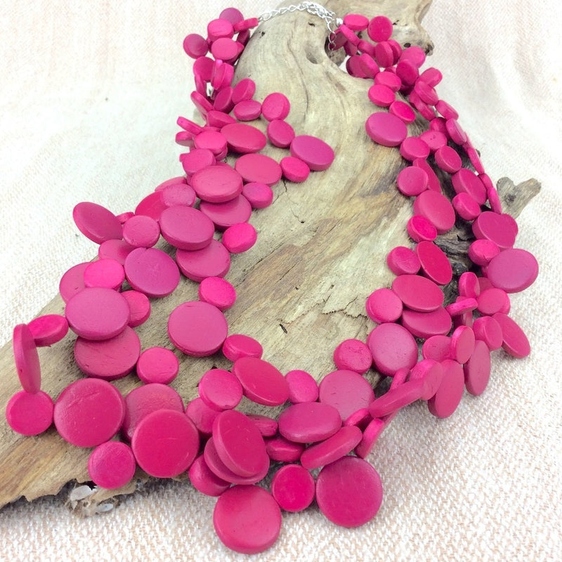 TID |  Wooden Necklace - Fuchsia