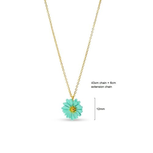 TID | Mint/Gold Flower Pendant Necklace
