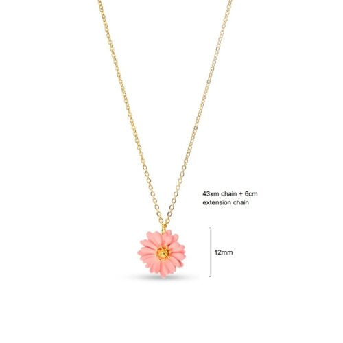 TID | Pink/Gold Flower Pendant Necklace