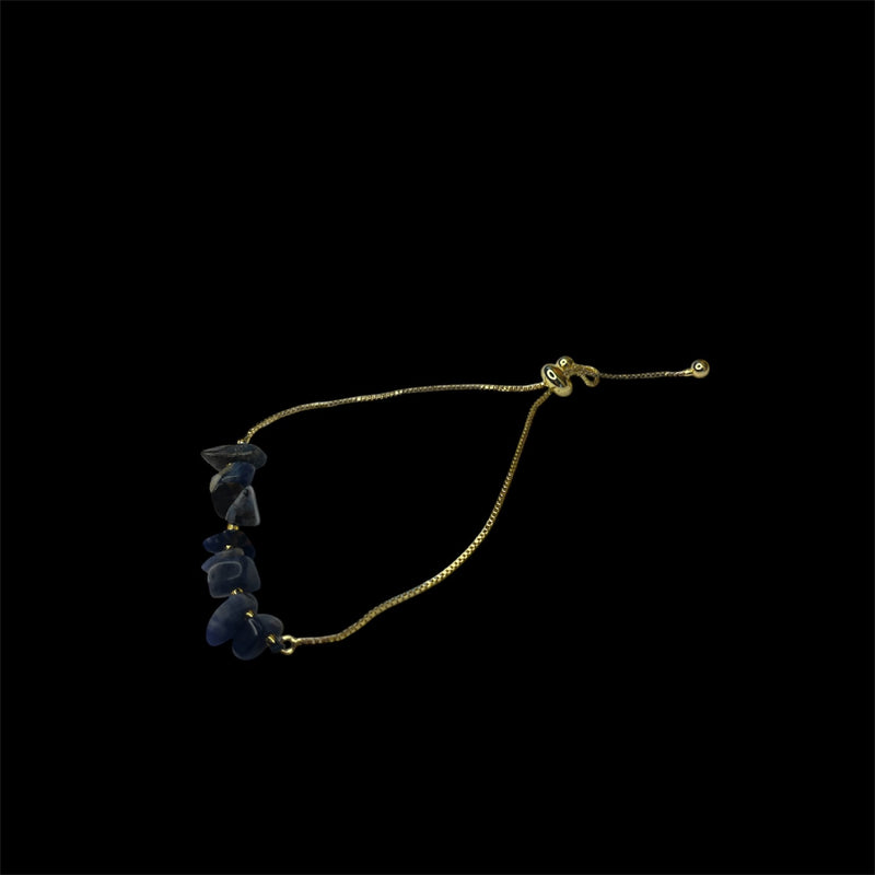 TID | Gold bracelet - Blue stones with adjustable chain