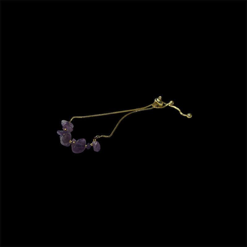 TID | Gold bracelet - Purple stones with adjustable chain