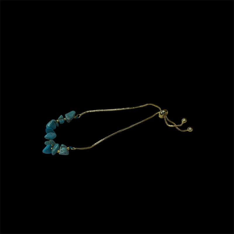 TID | Gold bracelet - Aqua stones with adjustable chain