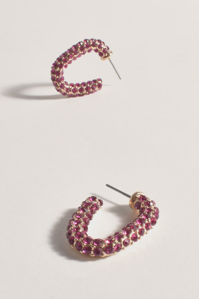Oval Diamante Hoops (Pink/Gold)