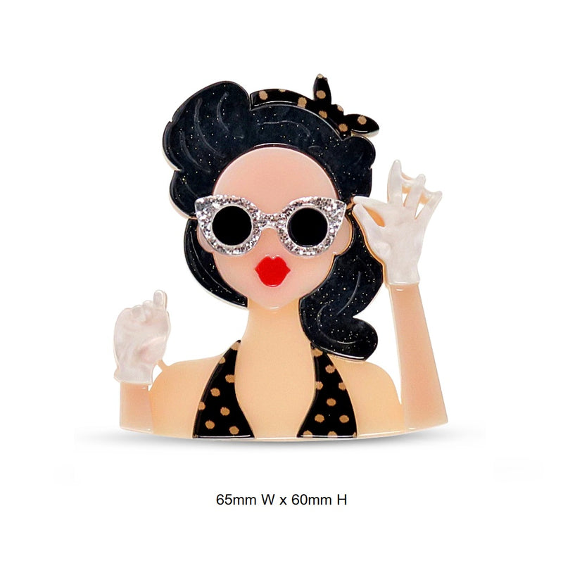 TID - Resin Brooch - Lady profile in white gloves