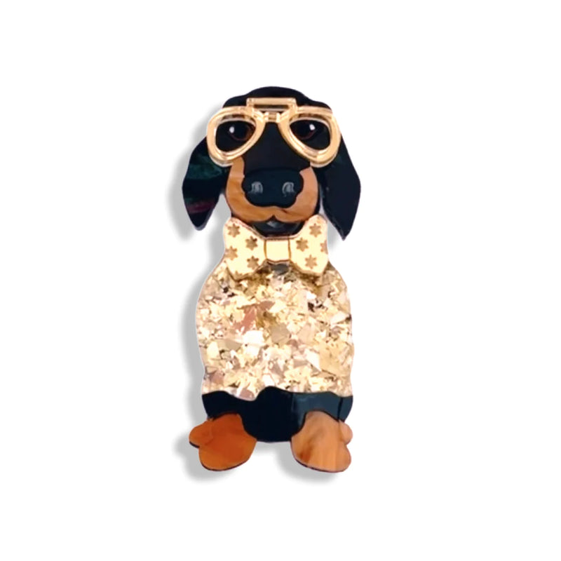 Bling Hound | Dachshund Brooch - Black