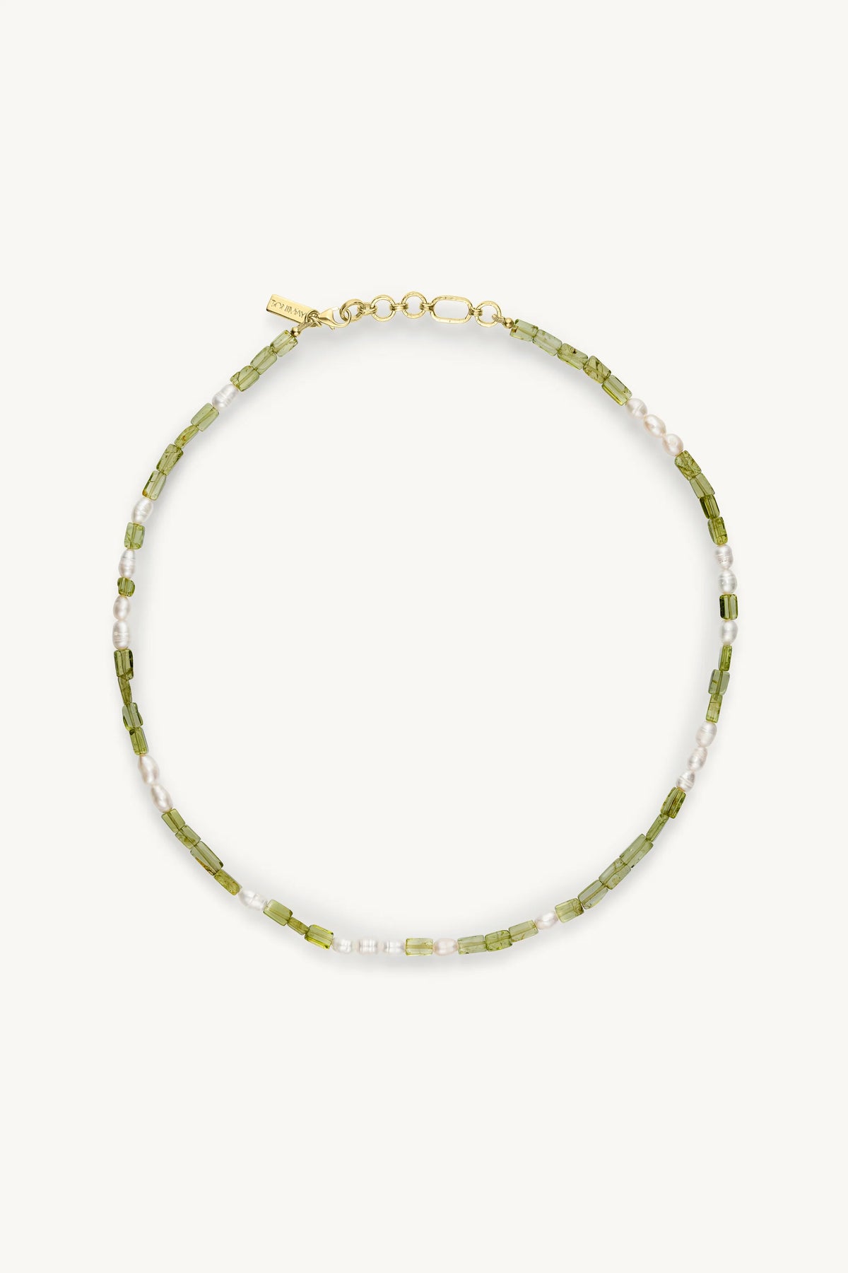 Peridot & Pearl Gold Beaded Necklace