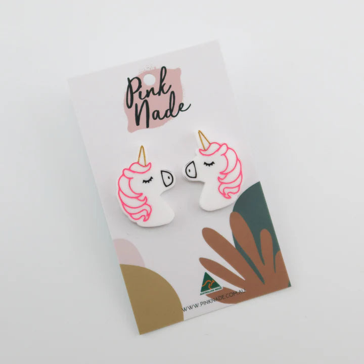 Pink Nade | Unicorn Statement Studs