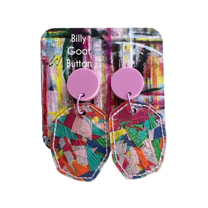Billy Goat Button - Confetti Drops Purple Stud