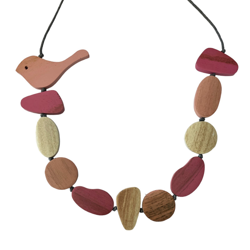 TID |  Wooden Multi Shape Necklace - Pink