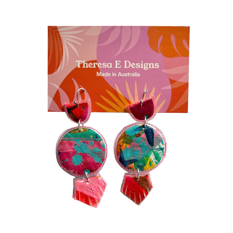 Theresa E Designs dangles | Three tier PVC earrings