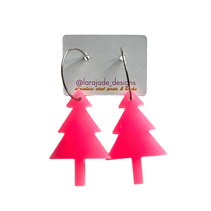 Lara Jade | Pink Christmas Tree Hoops