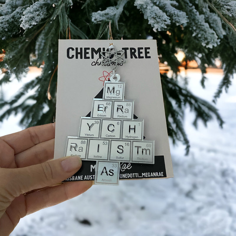 Megan Rae | CHEMIS-TREE Periodic Table Christmas ORNAMENT - Silver Mirror