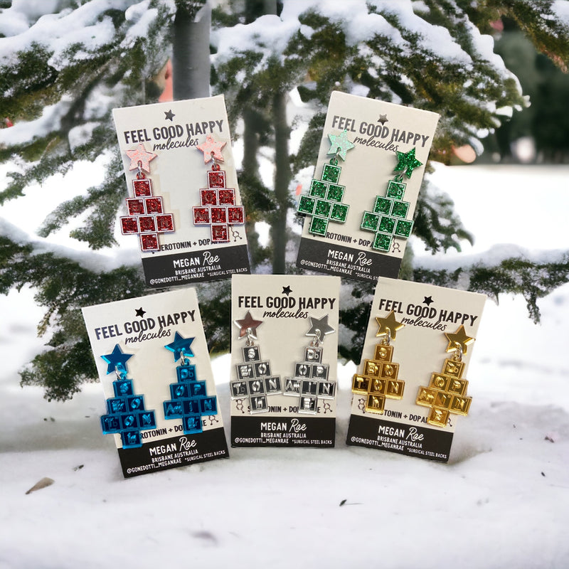 Megan Rae | CHEMIS-TREE Christmas Serotonin & Dopamine Periodic Table EARRINGS