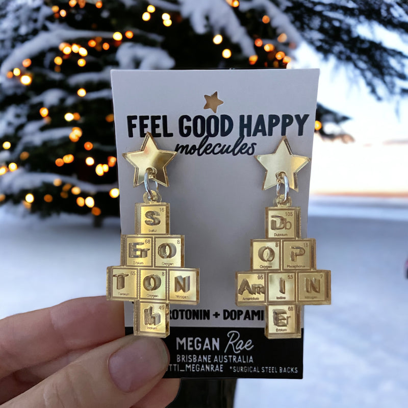 Megan Rae | CHEMIS-TREE Christmas Serotonin & Dopamine Periodic Table EARRINGS