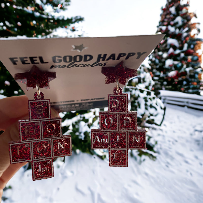 Megan Rae | CHEMIS-TREE Christmas Serotonin & Dopamine Periodic Table EARRINGS