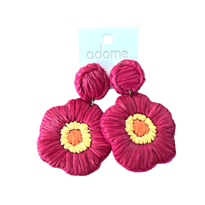 Formal By Adorne | Woven Flower Drop - Pink