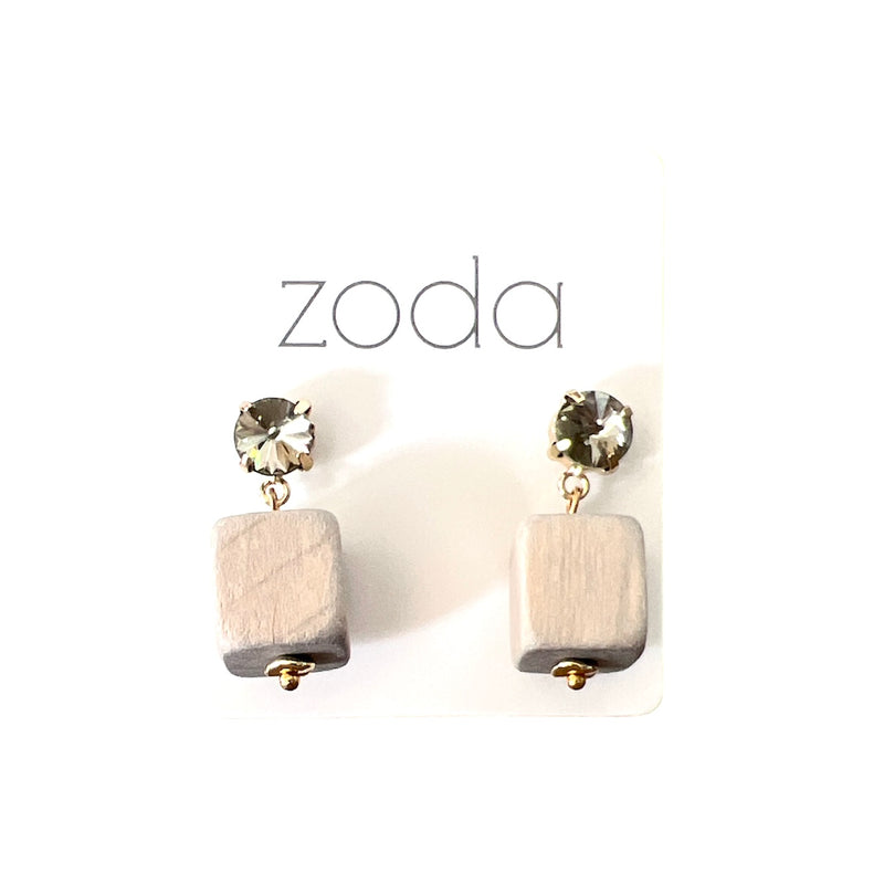 Zoda Earrings | Wood & Crystal Drops