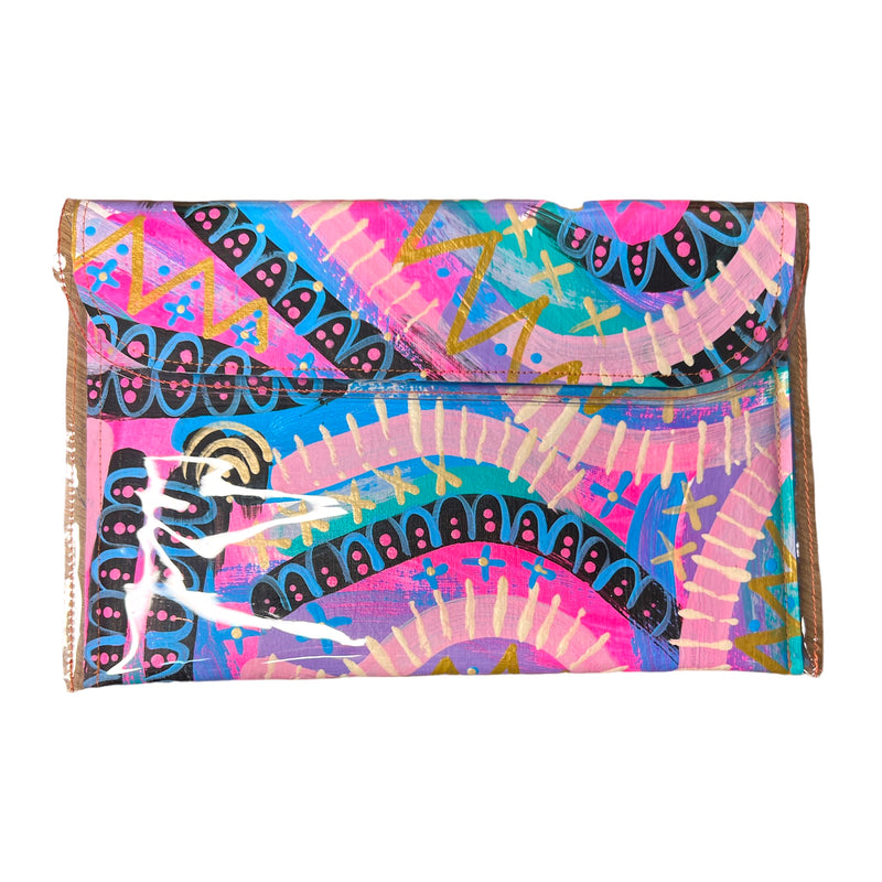 Theresa E Designs PVC Clutch | Multi Pinks and Blues - Large