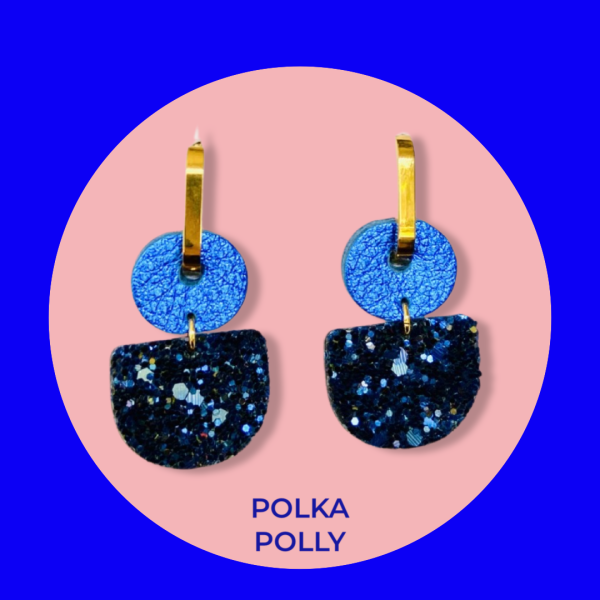 Polka Polly | Dainty Hoops - Navy Blue Sparkles
