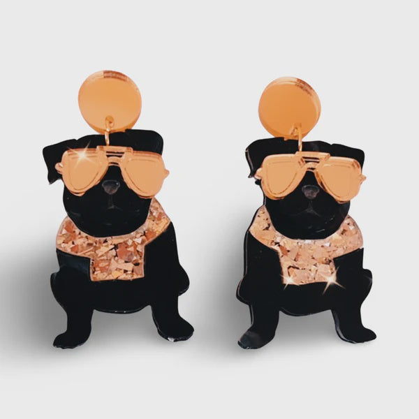 Bling Hound | Pug Dangles with Glasses Stud
