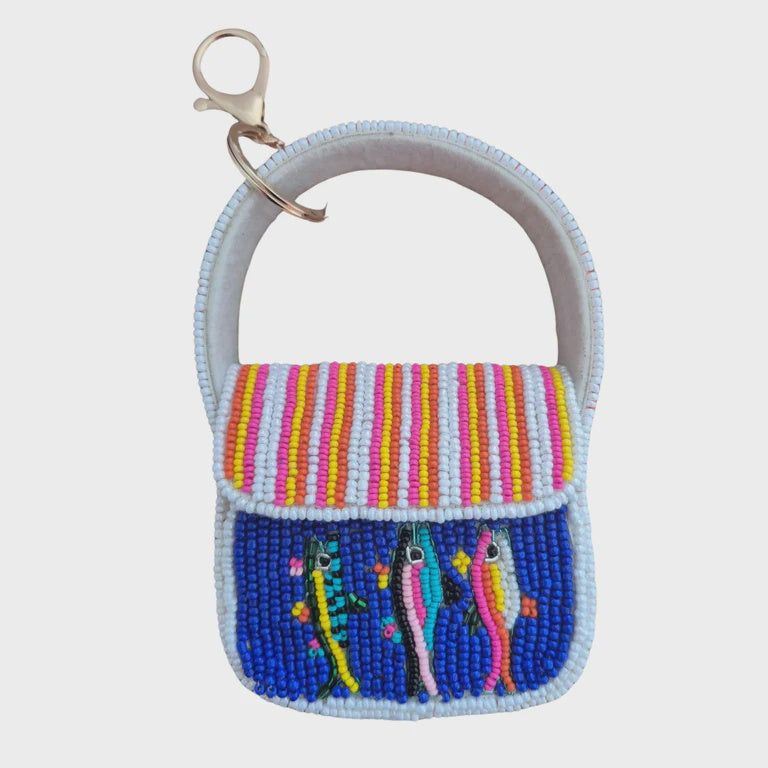Mini Sardines Beaded Handbag Keychain