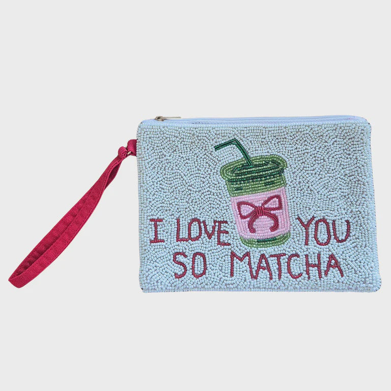 I Love You So Matcha Beaded Purse