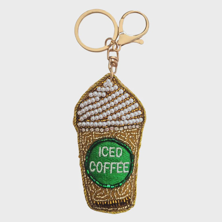 Iced Coffee Beaded Keychain