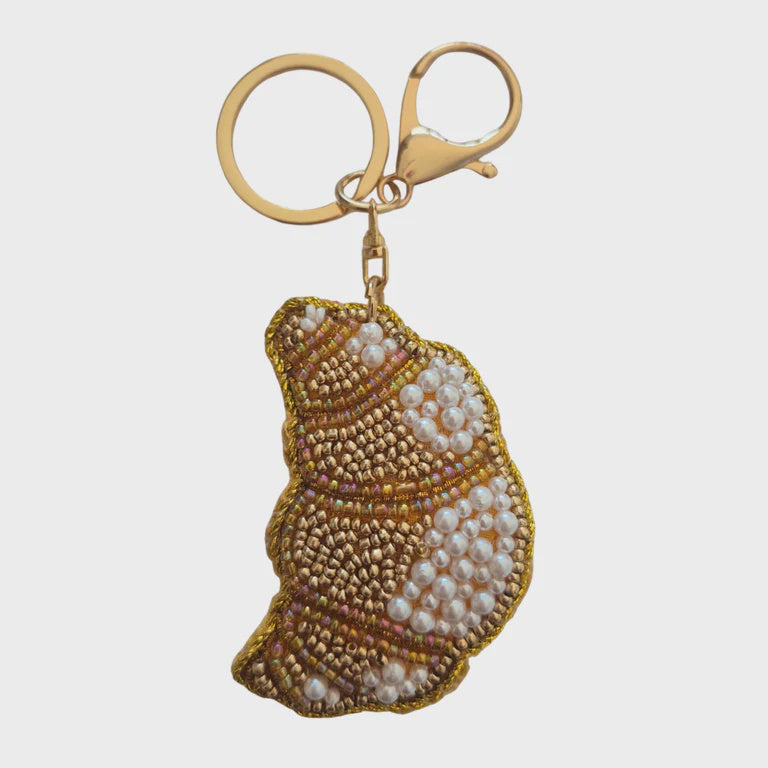 Croissant Beaded Keychain
