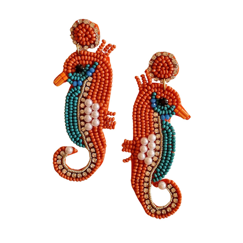 Zoda | Drop Earrings - Beaded Seahorses